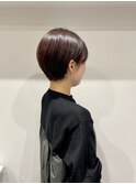 ショートカット・赤みブラウン