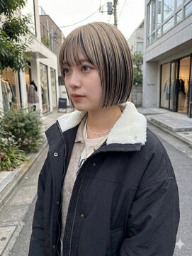 #切りっぱなしボブ #アンブレラカラー #ブロンドベージュ