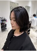 大人ガーリーダークアッシュ似合わせカットミディアムレイヤー