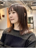 ミディアムレイヤーハッシュカットレイヤーカットレッドブラウン