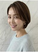 オリーブグレージュ小顔レイヤーショートボブA12志木30代40代