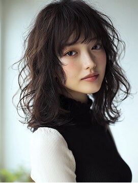 ノラ シブヤ(NORA) 小顔ミディアムパーマミディアムデジタルパーマボブパーマ前髪