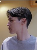 毛流れ七三ショート、清潔感のある大人髪。(下北沢/代々木上原)