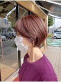 大人女子くびれショート×白髪ぼかしでツヤカラー