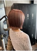 ラベンダーベージュ/切りっぱなしボブ/外はねボブ/韓国風