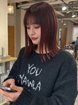 トナリ(tonari) ピンクブラウン　ブリーチなし　外ハネボブ【鹿児島中央駅】