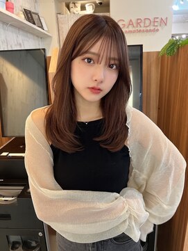 ガーデン 渋谷(GARDEN) 黒髪ボブルフネビージュワンレンくびレイヤーミディアムヘア