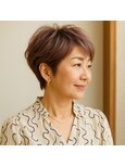 ミセスショートレイヤーピンクブラウン20代 30代 40代 50代 60代