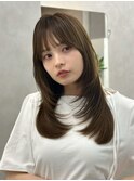 韓国美髪レイヤーカットミディアムレイヤーハッシュカット透明感