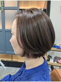 秋カラーとショートボブの艶髪ヘア