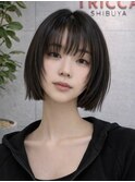 ミニボブ/レイヤーボブ/暗髪カラー/ツヤ髪/小顔カット/似合わせ