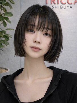 トリッカ シブヤ(TRICCA SHIBUYA) ミニボブ/レイヤーボブ/暗髪カラー/ツヤ髪/小顔カット/似合わせ