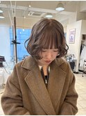 切りっぱなしボブ/ボブパーマ/ブリーチカラー