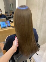 小顔セミウェットウェーブピンクベージュハイライトカラー