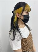 ブリーチインナーカラーイエローカラー前髪カットトリートメント