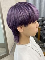 モイ(moy)&nbsp;色落ち最高！パープルカラーのメンズマッシュウルフ