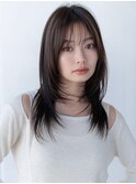 こなれミディ/小顔くびれヘア/レイヤーカット/グレージュ