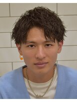 フリーク バーバーショップ 都島店(FREAK BARBER SHOP) 黒髪無造作コンマバング縦落ちツイストスパイラルパーマ
