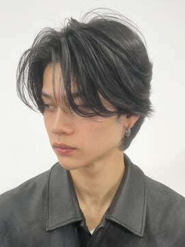 サイン 渋谷(SIGN) 短髪センターパートメンズカットウルフダウンパーマスパイラル