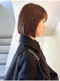 大平/ミディアムボブ縮毛矯正ストレートベージュ顔まわり20代