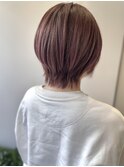 【 ショートウルフ × ピンクベージュ 】