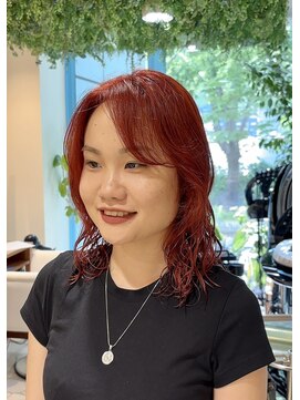 シアン 栄店(CYAN.) 夏に向けて！レッドカラー×ウェーブパーマ