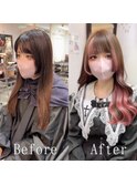 ブラウン×ピンク#シールエクステ#チェリーブラウン#韓国#岡山