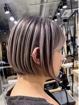 ネハス ナガオカ(nehus.nagaoka)&nbsp;バレイヤージュ１/イメチェン/ホワイトブロンド/外ハネボブ