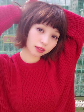 エルデ ナインズ ヘアー スタンド 川口店(elde 9's HAIR STAND) T.デザインカラー&オン眉のマッシュウルフ風切りっぱなしボブ