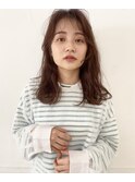 春パーマ×アースカラーの無造作ミディアム/くるくるこなれヘア