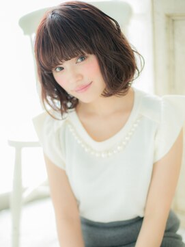 モッズ ヘア 福岡姪浜店(mod's hair) mod's姪浜/ぱっつんバングくせ毛風小顔ゆるふわ大人ボブパーマh