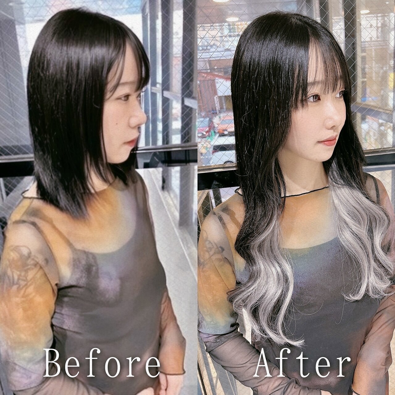 シールエクステ80本ホワイトシルバーでイメチェン｜ヘアーサロン