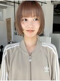 シアーベージュ/顔まわりレイヤー/ボブ