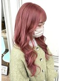ハイトーン/ワンカラー/ピンク系カラー/ピンクベージュ/巻き髪