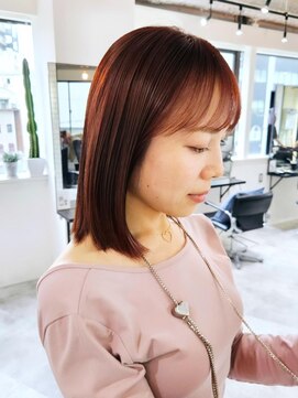 エイス 梅田 中津(Ace) きりっぱなしボブ ローズピンクカラー