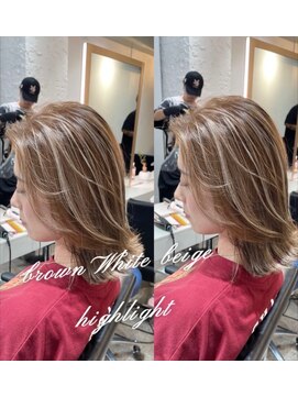 ブレンド 渋谷(BLend) ホワイトグレージュミニウルフデジタルパーマチェリーブラウン