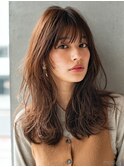 顔周りカットハッシュカットダークブラウンワンホンレイヤー韓国