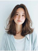 ミルクブラウン/ダークパープル/ナチュラルショート/夏/センター