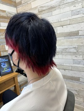 テーラヘアー 袖ヶ浦2号店(TELA HAIR) ショートネープ×ブルーカラー&レッドエンドカラー