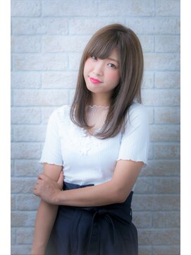 ヘアーアートシフォン 池袋西口店(Hair art chiffon) 厚めバングクラシカルワンレンフェザーロングセンターパート