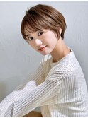 前髪あり耳掛け丸みくびれショートボブ20代30代40代50代（蘭）