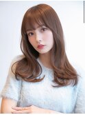大人可愛い寒色系透明感カラーロングフェイスレイヤー