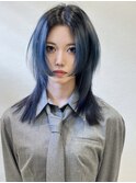 ボブルフネビージュ小顔顔周りカット黒髪韓国レイヤーカット博多