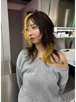 レコ 渋谷(LECO) イエロー×ブラウンのハイトーンミックスデザインウルフ