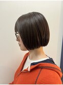 切りっぱなしボブミルクティーベージュ透明感カラー20代30代