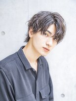フェザーパーマブルーブラックサーフカールスパイキーショート