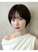 〔岩田莉奈〕地毛風縮毛矯正 ひし形ショートボブ 白髪染め 新宿