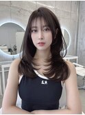 赤味なしダークカラー/ロングレイヤー/顔周りカット/表参道