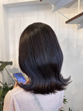 くびれボブ 小顔カット ラベンダーカラー くびれミディアム 堀江