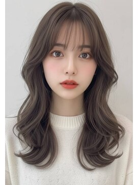 ヘアーズ ベリー 大橋店(hairs BERRY) 小顔くびれミディアム×ミルクティーグレージュ韓国風レイヤー